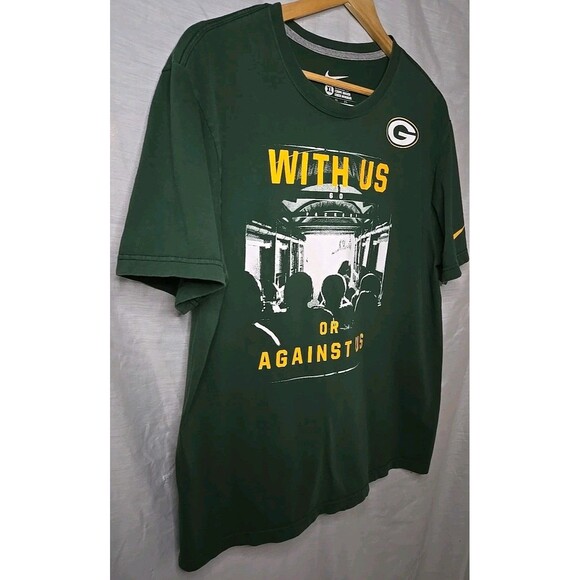 Green Bay Packers NFL Nike Regular Fit T-Shirt, Sz XL, "With Us Or Against Us" - Picture 3 of 6